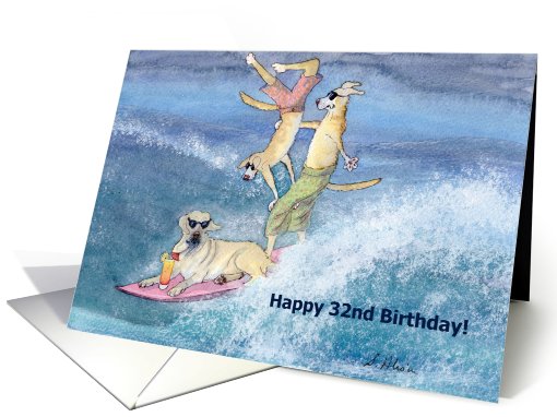 paper greeting card, birthday card, 32, thirty-two, dog, card (425574)