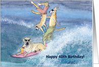 paper greeting card, birthday card, 40, forty, dog, card