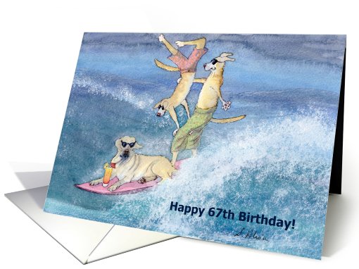 paper greeting card, birthday card, 67, sixty-seven, dog, card