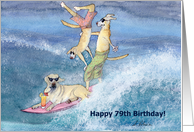 paper greeting card, birthday card, 79, seventy-nine, dog, card