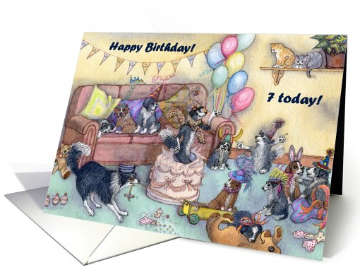 paper greeting card, happy birthday, party, 7, seven, card (428393)