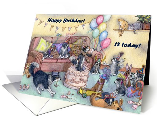 paper greeting card, happy birthday, party, 18, eighteen, card
