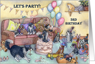 birthday party invitation, 3, three, third, card