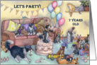 birthday party invitation, 7, seven, seventh, card