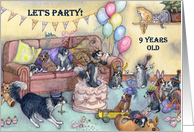 birthday party invitation, 9, nine, ninth, card