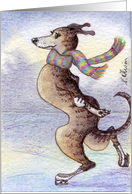 Blank card for your own greeting, dog, whippet, greyhound, card