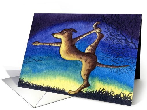 Blank card for your own greeting, dog, whippet, greyhound, card