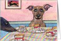 Blank card for your own greeting, dog, whippet, greyhound, card