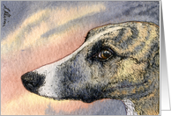 Blank card for your own greeting, dog, whippet, greyhound, card