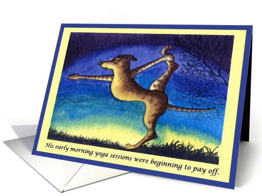 Plain for your own greeting, dog, greyhound, whippet, yoga, card
