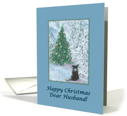 Christmas card, husband, dog, Border Collie card (484695)