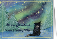 Christmas card, wife, dog, Border Collie card