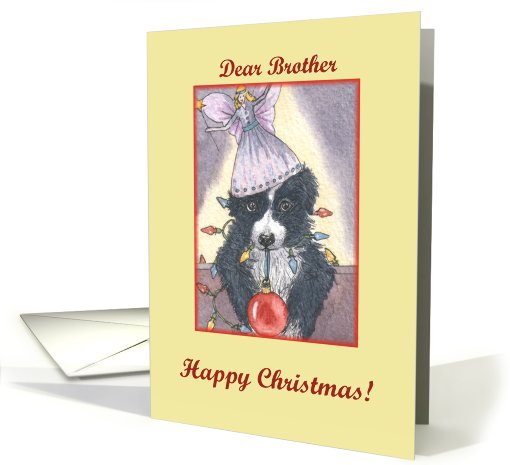 Happy Christmas, dog, puppy, paper cards, brother, card (486358)