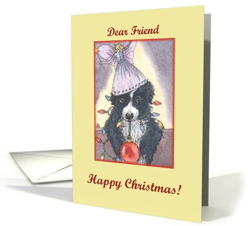 Happy Christmas, dog, puppy, paper cards, friend, card (486366)