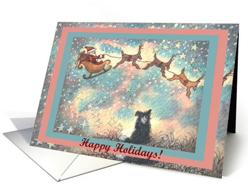 Happy Holidays, dog, puppy, paper cards, santa, card (486722)