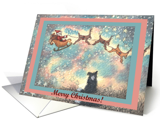 Merry Christmas, dog, puppy, paper cards, santa, card (486725)