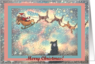 Merry Christmas, dog, puppy, paper cards, santa, card