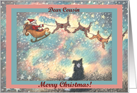 Merry Christmas, dog, puppy, santa, cousin, card