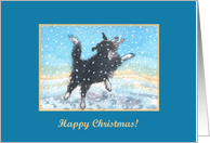 business or corporate christmas cards, happy christmas, paper cards, dog, snow, card