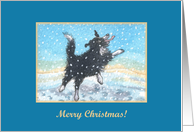 merry christmas, paper cards, dog, snow, card