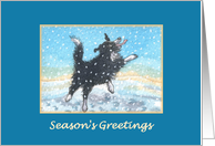 seasons greetings, paper cards, dog, snow, card