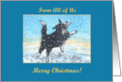 merry christmas, paper cards, dog, snow, from all of us, card