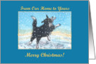 merry christmas, paper cards, dog, snow, from our home to yours, card