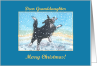 merry christmas, paper cards, dog, snow, granddaughter, card