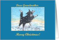 merry christmas, paper cards, dog, snow, grandmother, card