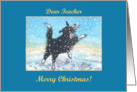 merry christmas, paper cards, dog, snow, teacher, card