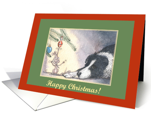 happy christmas, paper cards, dog, mouse, card (488780)