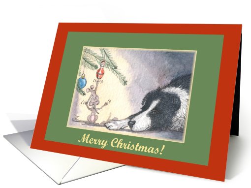 merry christmas, paper cards, dog, mouse, card (488783)