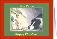 happy christmas, paper cards, dog, mouse, cousin, card