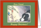 happy christmas, paper cards, dog, mouse, friend, card