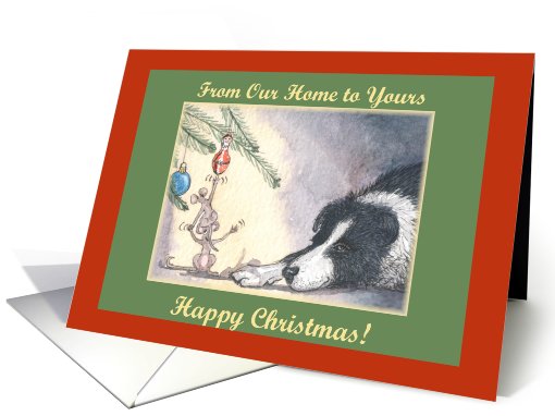 happy christmas, paper cards, dog, mouse, from our home to yours, card