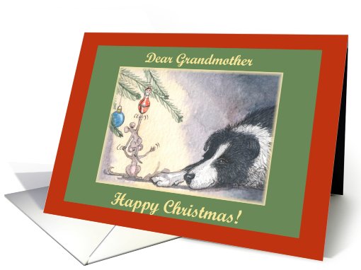 happy christmas, paper cards, dog, mouse, grandmother, card (488856)