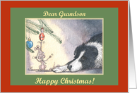 happy christmas, paper cards, dog, mouse, grandson, card