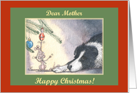 happy christmas, paper cards, dog, mouse, mother, card