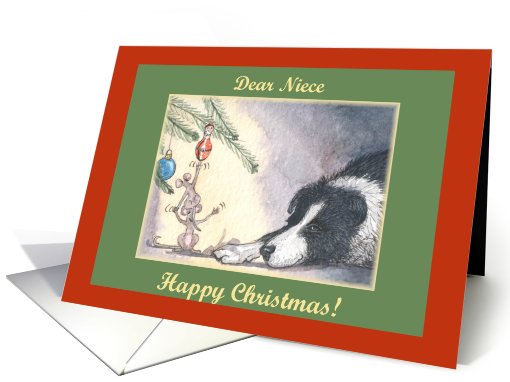 happy christmas, paper cards, dog, mouse, niece, card (488866)