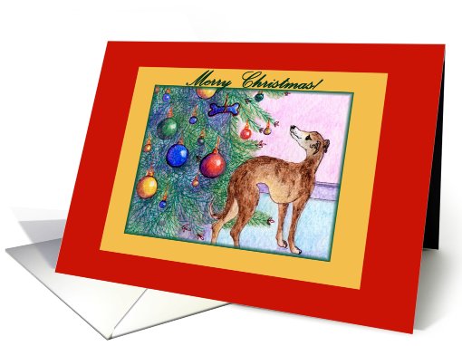 merry christmas, paper card, whippet, card (498179)