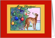 merry christmas, paper card, whippet, card