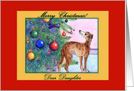 christmas card, paper card, whippet, daughter, card