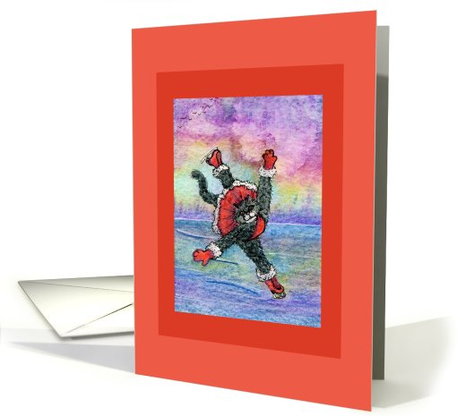 ice skating, paper card, black cat, blank, card (499950)