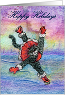 happy holidays, paper card, black cat, card