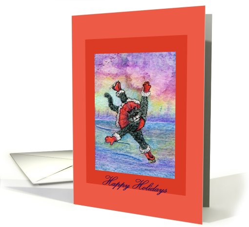 happy holidays, paper card, black cat, card (499957)