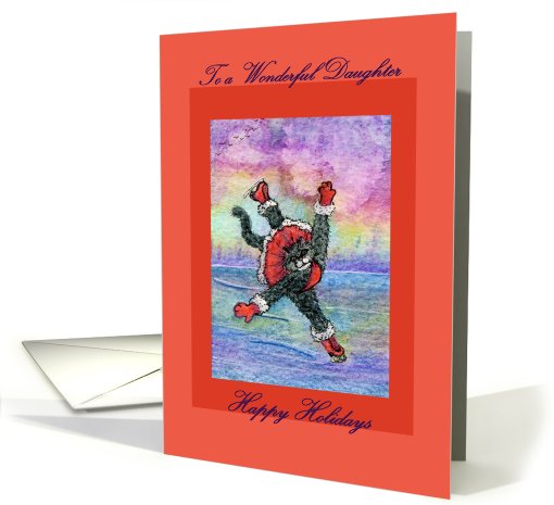 happy holidays, paper card, black cat, daughter, card (500603)