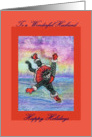 happy holidays, paper card, black cat, husband, card