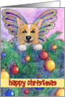 happy christmas, paper card, dog, card