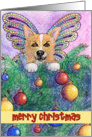 merry christmas, paper card, dog, card