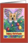 happy christmas, paper card, dog, card